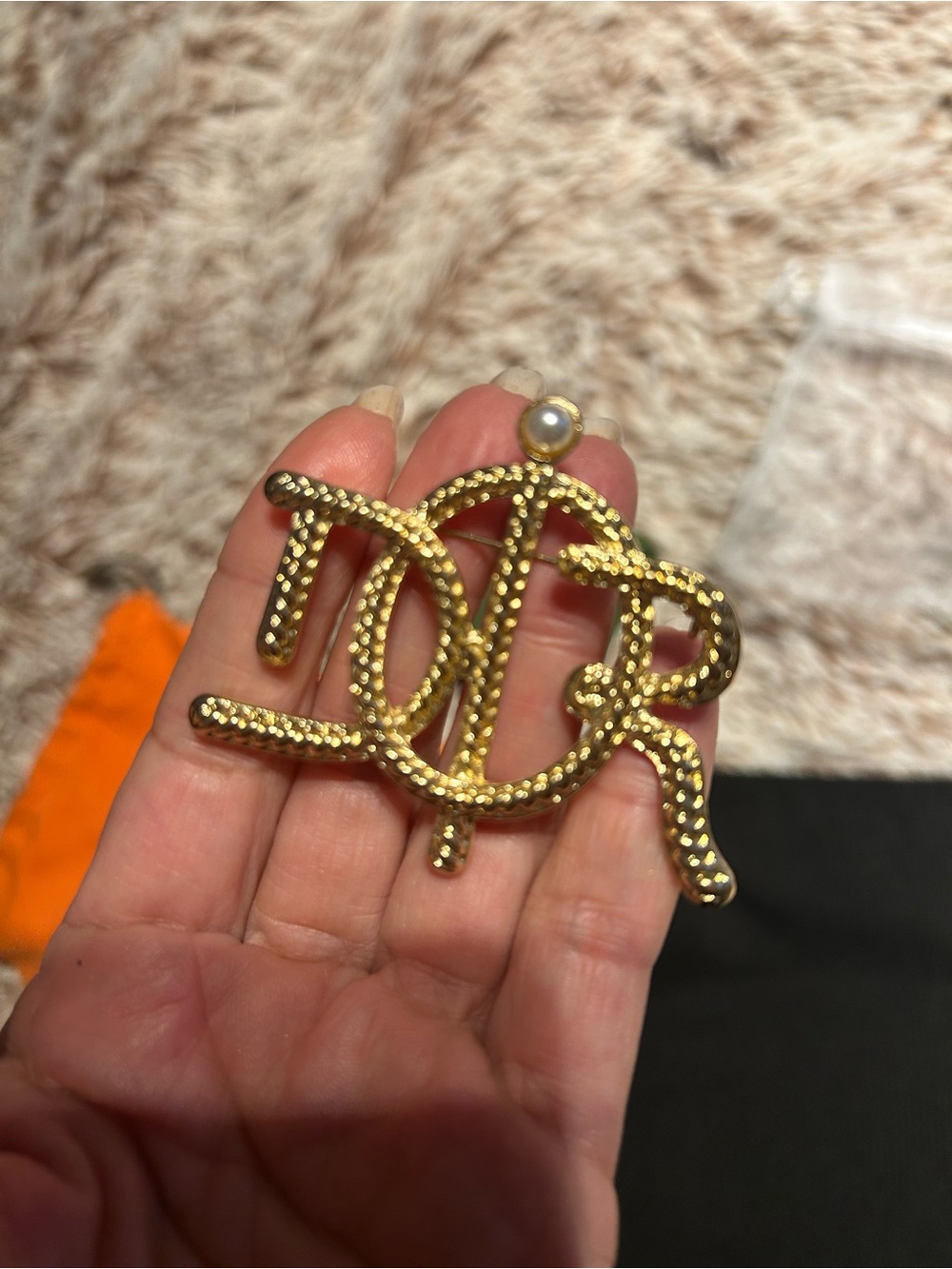 Gold Monogram D Pin Brooch - new